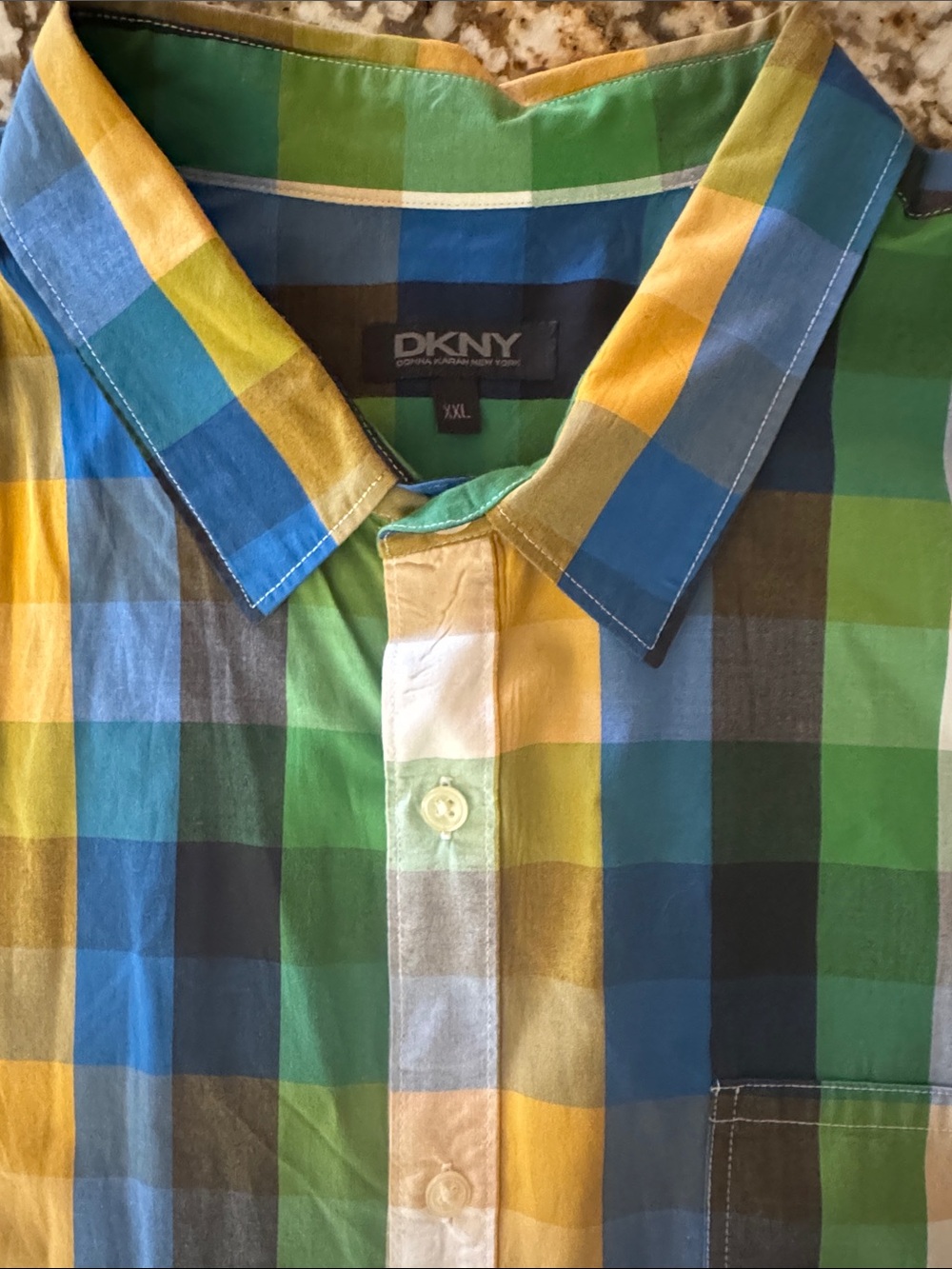Dkny Multicolor Plaid Button-Down Shirt — Green Blue Yellow‎